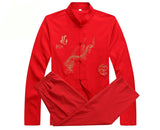 Bonsir Chinese Men Cotton Kung Fu Suit Embroidery  Wu Shu Uniform Tai Chi Clothing Short Sleeve Shirt+Pant M L XL XXL XXXL MS013
