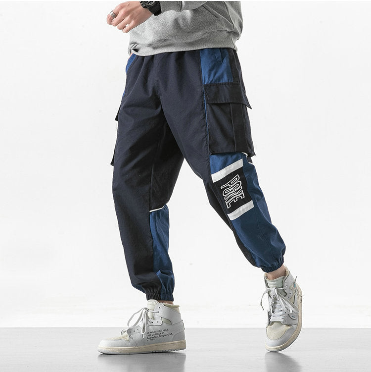 Bonsir Patchwork Cargo Harem Pant Men Hip Hop Pockets Casual Jogger Trousers Elastic Waist Mens Harajuku Streetwear Pants Trousers