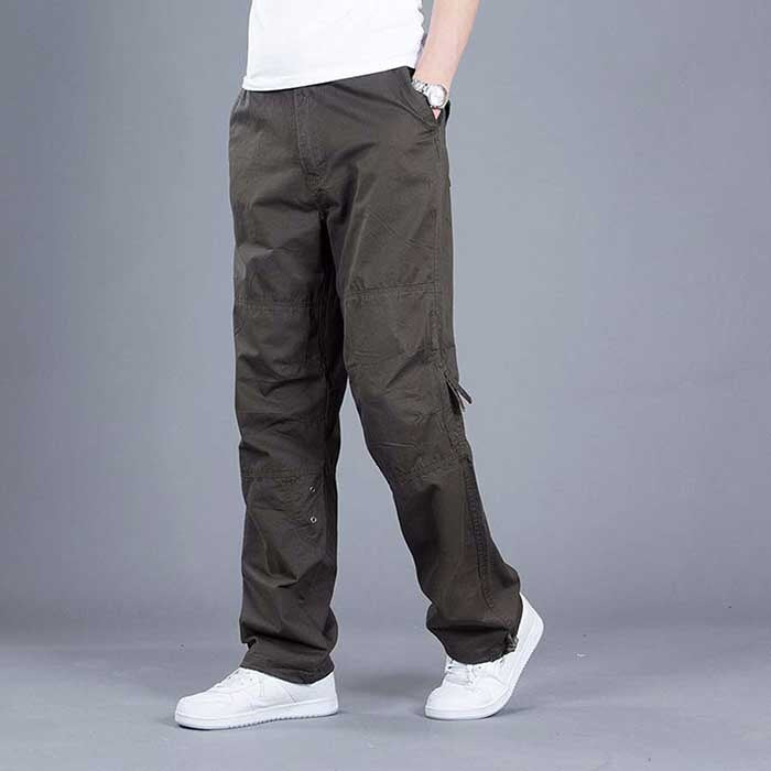 Bonsir Cargo Pocket Pants Men Loose Straight Hip Hop Long Trousers Autumn Winter Cotton Mens Joggers Wide Leg Big Size S-3XL