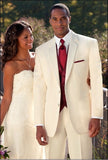 Bonsir Custom MAde Groomsmen Peak Lapel Groom Tuxedos White Men Suits One Button Wedding Best Man Blazer (Jacket+Pants+Tie+Vest) C91