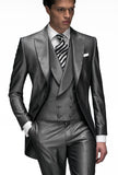 Bonsir Morning Style Groomsmen Custom Made Groom Tuxedos One Button Men Suits Wedding Best Man Blazer ( Jacket+Pants+Vest ) C129