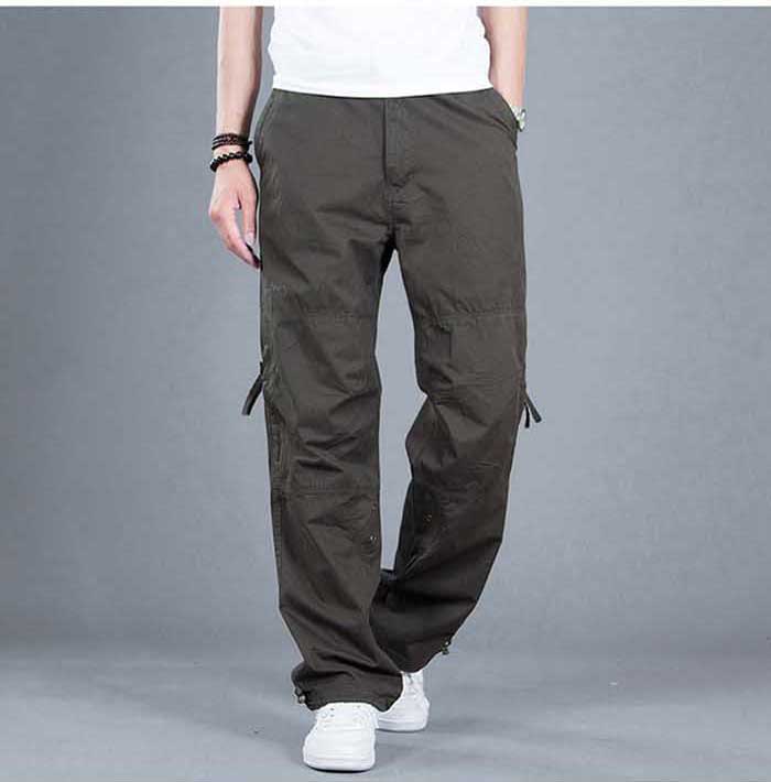 Bonsir Cargo Pocket Pants Men Loose Straight Hip Hop Long Trousers Autumn Winter Cotton Mens Joggers Wide Leg Big Size S-3XL