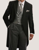 Bonsir Morning Style Groomsmen Custom Made Groom Tuxedos One Button Men Suits Wedding Best Man Blazer ( Jacket+Pants+Vest ) C129
