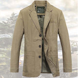 Bonsir Fashion Men Blazer Jacket Cotton Coat Casual Blazer Suits Military Style New Brand Man Clothing Plus Size M-4XL