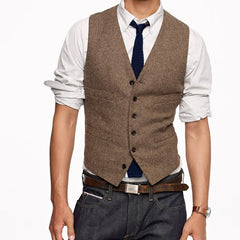 Bonsir Custom Made  Slim Fit Vest 6 Buttons Waistcoat Brown Color Mens Wedding/Dinner/Evening Vests MJ1