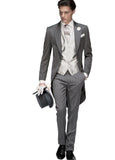 Bonsir Morning Style Groomsmen Custom Made Groom Tuxedos One Button Men Suits Wedding Best Man Blazer ( Jacket+Pants+Vest ) C129