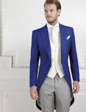 Bonsir Morning Style Groomsmen Custom Made Groom Tuxedos One Button Men Suits Wedding Best Man Blazer ( Jacket+Pants+Vest ) C129
