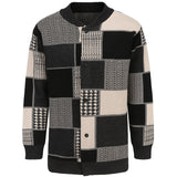 Bonsir Men's Cardigan Thicke Sweater Color Matching Knitted Sweater Fashion Casual Pullover for Male