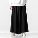 Bonsir Super Loose Cotton Linen Pants Mens Straight Casual Wide Leg Pants Autumn Winter Japanese Big Size Elastic Waist Trousers