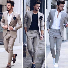 Bonsir Latest Design Mens Luxurious Business Men's Suit for Wedding Party Tuxedos Slim Fit Peak Lapel Pink Suits Male(Jacket+Pants)