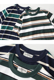 Bonsir Summer Stripe T-Shirt Men And Women Classic Streetwear Fashion Ins Trend Vintage O-Neck Cotton Youth Couple Short-Sleeved Tops