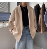 Bonsir Korean-style Blazers Men Leisure Trendy Loose One Button Suit Jackets Male Daily Streetwear All-match Simple Suit-tops 5 Colors
