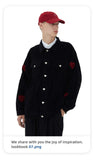 Bonsir Men Cargo Corduroy Jacket Vintage Loose Casual Couple Heart Graphic Button Candy Color Handsome Pleated Streetwear Coat