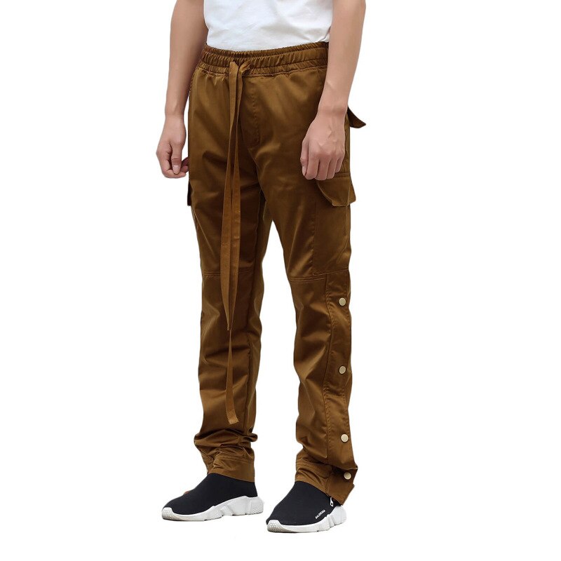 Bonsir Autumn New Casual Pants Men's Joggers Loose Track Trousers Fashion Side-breasted Cargo Pants Man Overalls Pantalones Cargo