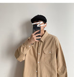 Bonsir Simple Design Solid Colors Long Sleeve Shirts Korean Fashion Mandarin Collar 100% White Black Shirt Soft Comfort  pocket