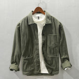 Bonsir Z164 Autumn New Men Shirts Casual Minimalism Style Artsy Daily Loose Solid Color Soft Lapel Pockets Long Sleeve Male Clothing
