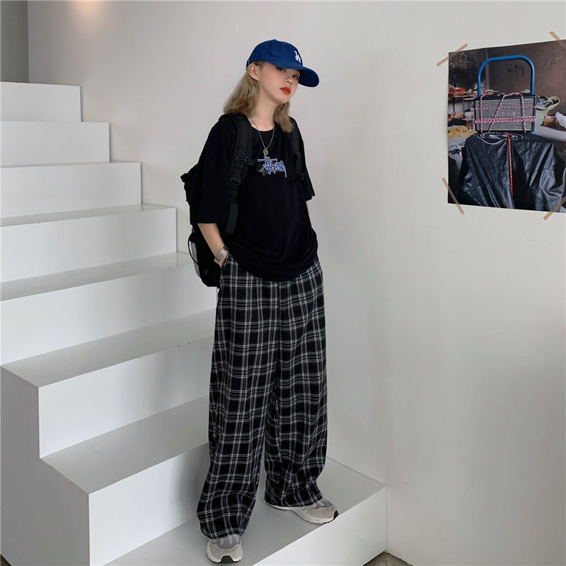 Bonsir Summer/Winter Plaid Pants Men S-3XL Casual Straight Trousers for Male/Female Harajuku Hip-hop Pants