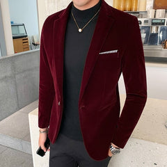 Bonsir Fall Winter Gold Velvet Blazer High Quality Slim Fit Suit Jacket Fashion Casual Men Groom Singer Costume Formal Evening Dress