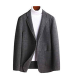 Bonsir Trendy Wollen Blazer Men Casual Slim Fit Plaid Wool Blazer Jacket Office Banquet Wedding Blazer Coat Man Clothing