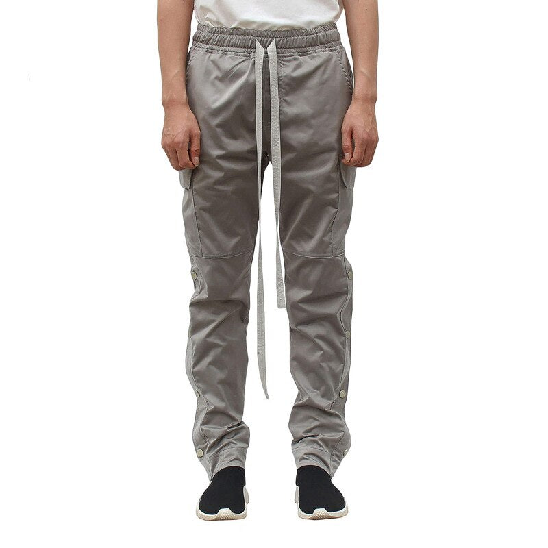 Bonsir Autumn New Casual Pants Men's Joggers Loose Track Trousers Fashion Side-breasted Cargo Pants Man Overalls Pantalones Cargo