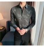 Bonsir Men's Printing Pattern Shirts Slim Fit Fashion Casual Business Shirts Long Sleeve Tops British Style Clothes Shirts M-4XL