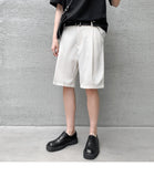 Bonsir Summer Men Shorts Straight Fit Knee-Length Short Suit Pant Solid Beige Black Summer Clothing Student Thin Casual Shorts Man