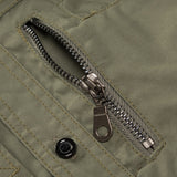 Bonsir Men's Long Sleeve Shirt Lapel Zipper Shirt Cotton Army Outdoor Casual Large Size Army Green Embroidery Shirt Male