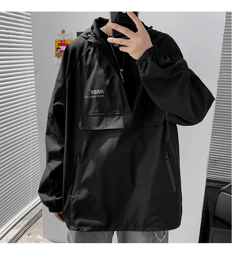 Bonsir New Fashion Mens Jacket Mulit Pocket Cargo Jackets Steetwear Autumn Hip Hop Windbreaker Coats Korean Fashion Hooded Coat