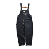Bonsir Men's Loose Multi Pockets Cargo Bib Overalls Working Clothing Jumpsuits Jeans Pants Black Military Green Brown