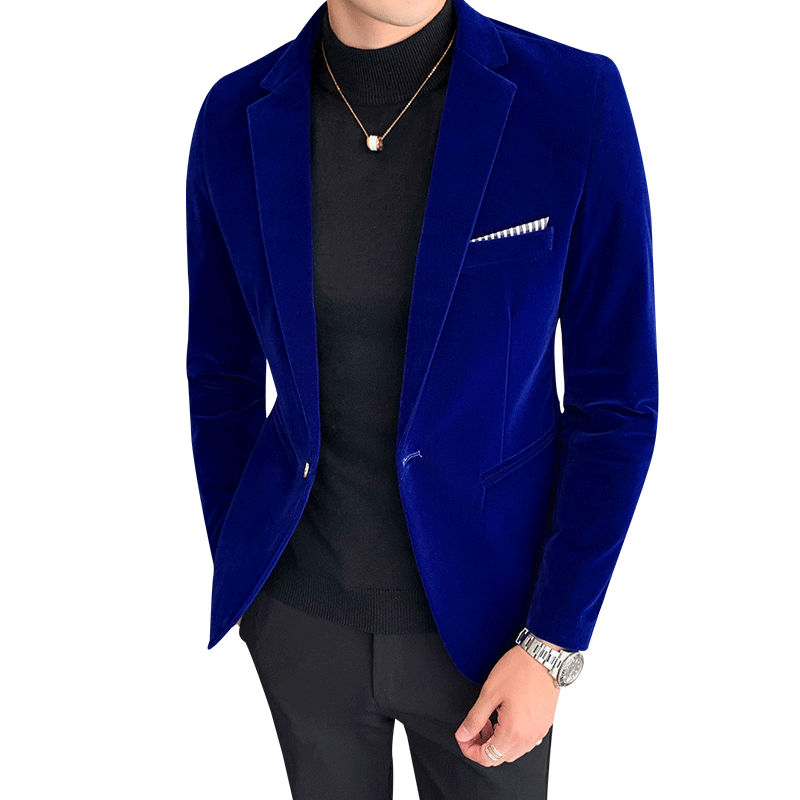 Bonsir Fall Winter Gold Velvet Blazer High Quality Slim Fit Suit Jacket Fashion Casual Men Groom Singer Costume Formal Evening Dress