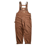 Bonsir Men's Loose Multi Pockets Cargo Bib Overalls Working Clothing Jumpsuits Jeans Pants Black Military Green Brown