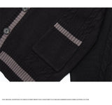 Bonsir Vintage Spliced Color Cardigan Knitted Sweater Men Harajuku Hip Hop Streetwear Loose Woman Casual Return Cardigan Sweater Coats