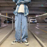 Bonsir Men Jeans Wide Leg Denim Cargo jean pants Loose Straight Baggy Men Jeans hip hop Streetwear Skateboard  Neutral denim Trousers