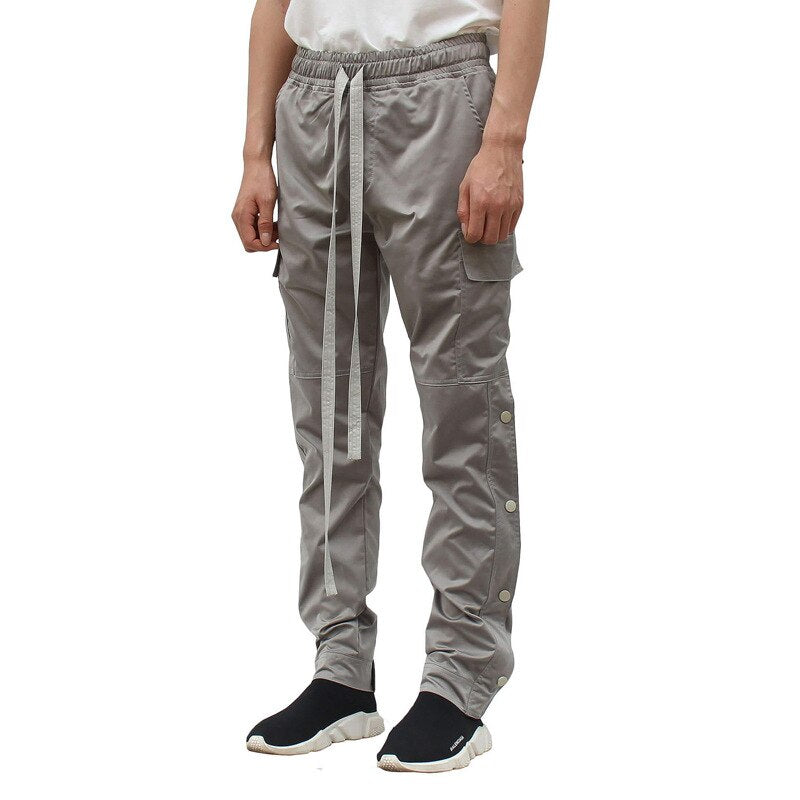 Bonsir Autumn New Casual Pants Men's Joggers Loose Track Trousers Fashion Side-breasted Cargo Pants Man Overalls Pantalones Cargo