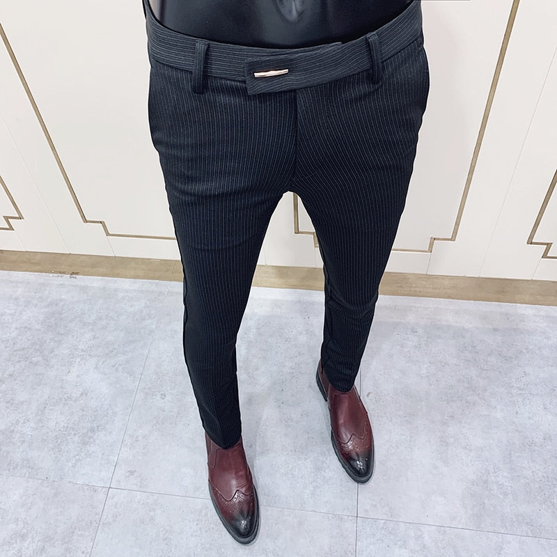 Black Suit Pants Men Slim Fashion Social Mens Dress Pants Korean Loose  Casual Straight Pants Mens Office Formal Trousers M-3XL