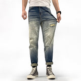Bonsir 740 Fall New Men Jeans Vintage Denim Trendy Hole Korean Style Slim Hip Hop Streetwear Personality Distressed Male Pants Brand