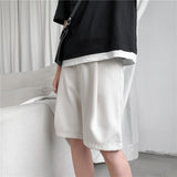 Bonsir Summer Men Shorts Straight Fit Knee-Length Short Suit Pant Solid Beige Black Summer Clothing Student Thin Casual Shorts Man