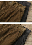 Bonsir New Man's Straight Pants Corduroy Japanese Mid Waist Zipper Trend Vintage Solid Color Loose Casual Mens Wide Leg Trousers