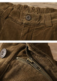 Bonsir New Man's Straight Pants Corduroy Japanese Mid Waist Zipper Trend Vintage Solid Color Loose Casual Mens Wide Leg Trousers