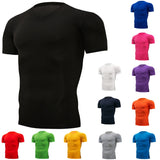 Bonsir  Quick Dry Running Men's Compression T-shirt Breathable Football Suit Fitness Tight Sportswear Riding Short Sleeve Shirt Workout