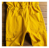 Bonsir Men's short sleeve ankle length jumpsuits Casual loose pockets overalls Coveralls Black Yellow