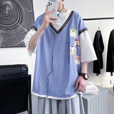 Bonsir Summer Men's Casual Short Sleeve Tshirt Straight Loose Green/white/violet Color T Shirt Fashion Tops Clothes T-shirt