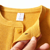 Bonsir 315g New Sports Leisure Solid Fitness Tshirts Heavy American Retro T-shirt Cotton Show Figure Waffle Slim Men Henry Collar Tops