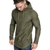 Bonsir New Men's casual fashion solid color long-sleeved T-shirt with Hood Summer casual sports long-sleeved T-shirt