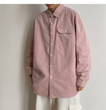 Bonsir Simple Design Solid Colors Long Sleeve Shirts Korean Fashion Mandarin Collar 100% White Black Shirt Soft Comfort  pocket