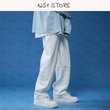 Bonsir Straight Jeans Men White Loose Denim Trousers Neutral Jean Streetwear Casual Summer Pure Wide Jeans Man Women Pants Hip Hop Bagy