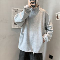 Bonsir 7801 Trendy Casual Sweatshirt Men Autumn Sport Student Streetwear Hip Hop Baseball Zipper Stand Collar Loose Male Pullovers Tops