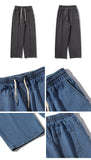 Bonsir Korean Fashion Men Wide Leg Jeans Spring Autumn New Streetwear Straight Baggy Denim Pants Male Elastic Waist Trousers 5XL-M