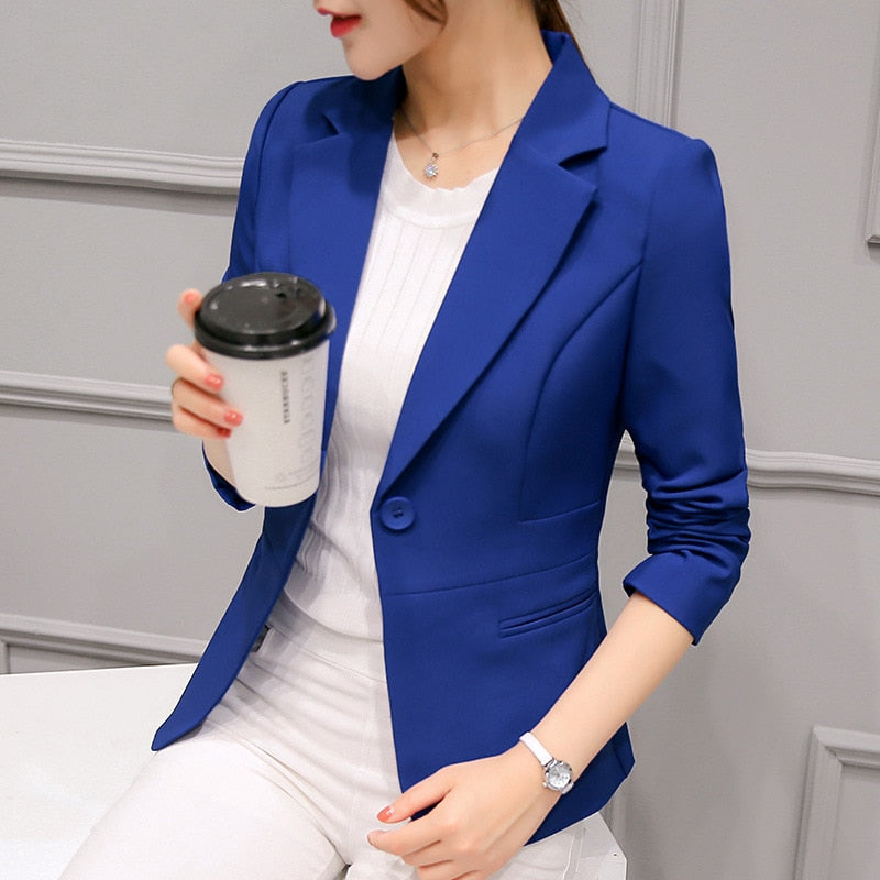 Bonsir Blazer Ladies , Blazer Pocket Jacket, Slim Fit Jacket, Long-sleeved Korean Style Ladies Office Jacket, Blazer traf tangada