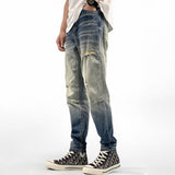 Bonsir 740 Fall New Men Jeans Vintage Denim Trendy Hole Korean Style Slim Hip Hop Streetwear Personality Distressed Male Pants Brand